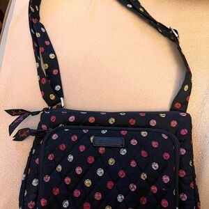 Vera Bradley Black and Red Crossbody Bag with Playful Polka Dots